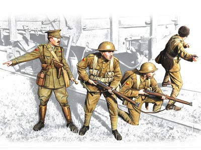ICM 135 Scale British Infantry 1917-1918 4 Figures - 1 Officer 3 Soldiers - Plastic Model Building Kit  35301