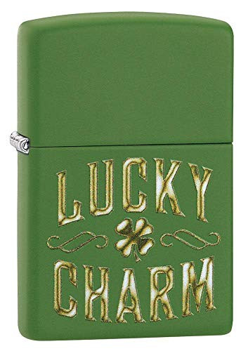 Zippo Lucky Charm Design Moss Green Matte Pocket Lighter One Size