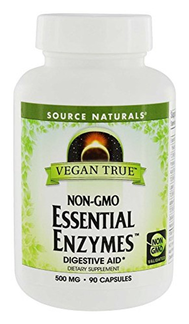 SOURCE NATURALS Vegan True Non-GMO Essential Enzymes 500 Mg Vegetable Capsule 90 Count SOURCE NATURALS Vegan True Non-GMO Essential Enzymes 500 Mg Vegetable Capsule 90 Count