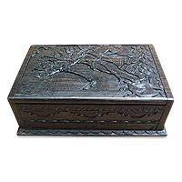 NOVICA Handcrafted Wood Jewelry Box Brown Rama and The Golden Deer