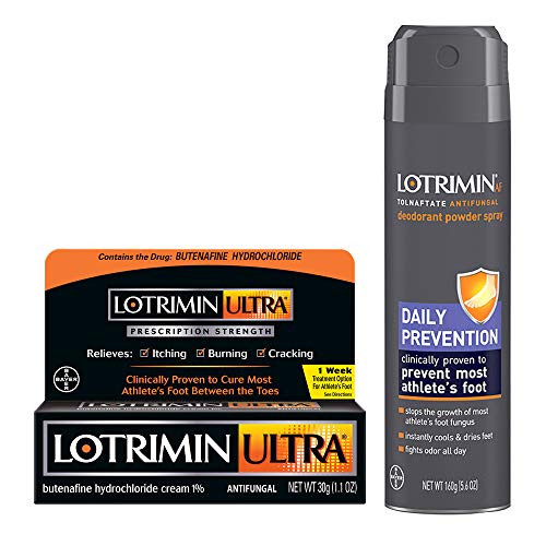 Lotrimin AF Athletes Foot Daily Prevention Deodorant Powder Spray 5_6 Ounces Spray   Lotrimin Ultra Cream 1_1 Ounce 30 Grams