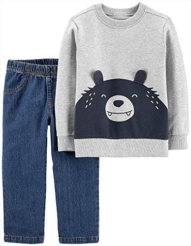 Carters Baby Boys 2-Piece Pullover Sweatshirt and Pants Set 9 Months Denim Bear