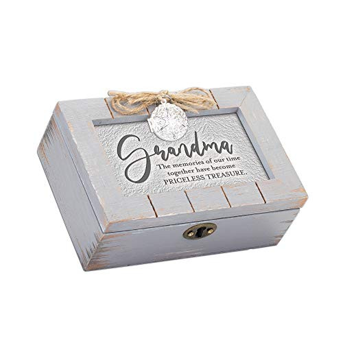 Cottage Garden Grandma Priceless Treasure Petite Grey Distressed Locket Music Box Plays Wind Beneath My Wings