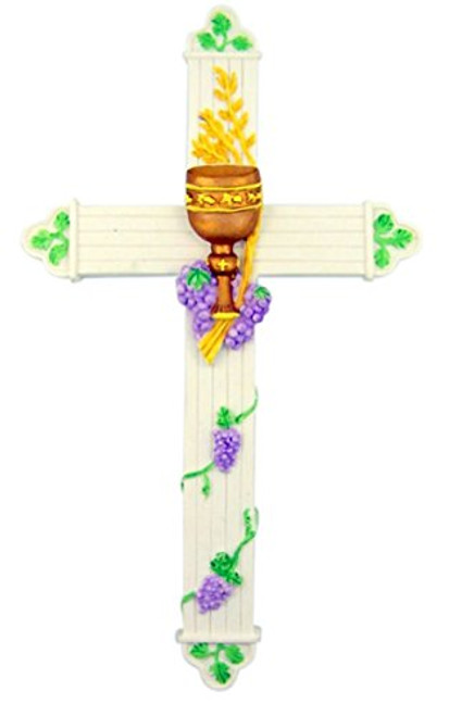 First Communion Chalice Wall Cross Gift for Children, 8 Inch First Communion Chalice Wall Cross Gift for Children, 8 Inch