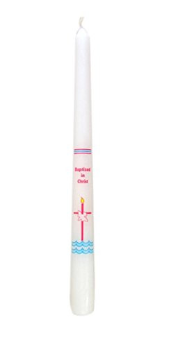 Baptized in Christ Religious Baptismal Taper Candle, 10 Inch