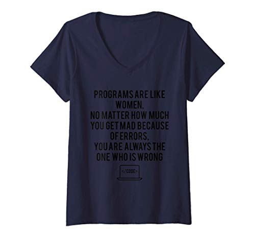 Womens Computer Programming Math Binary Tech Geek Gift V-Neck T-Shirt
