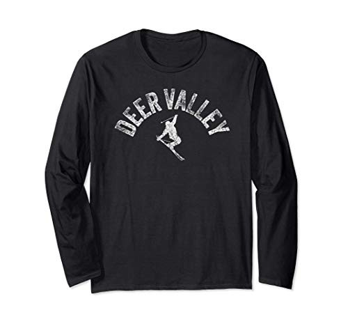 Deer Valley Ski Vintage Utah Skiing Cool valley Skier Gear Long Sleeve T-Shirt