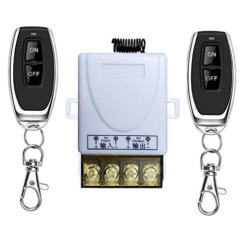 YETOR Heavy Remote Control Switch DC 12V24V48V72V Wireless Switch for Anti-Theft Alarms Security Systems Roller Lind Door etc Two Remote ControlsWhite