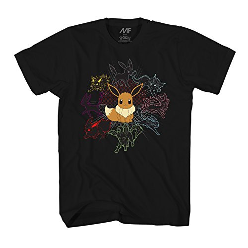 Pokemon Mono Eeveeloutions Eevee T-Shirt Large Adult Black