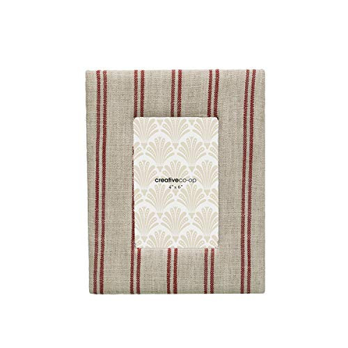 Creative Co-op Fabric French Stripe Holds 4 x 6 Photo Picture Frame Red