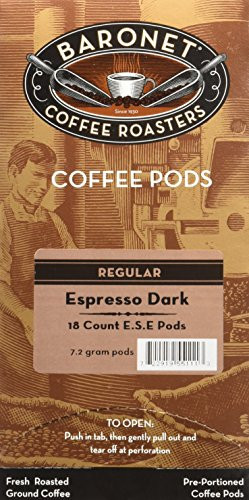 Baronet Coffee Single Espresso Dark ESE Pods 54 Count