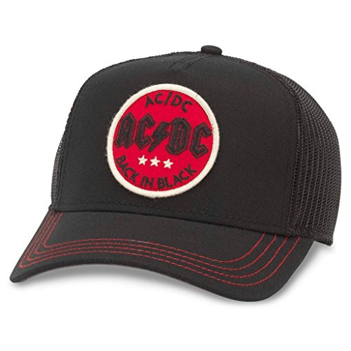 AMERICAN NEEDLE Valin Mesh Trucker Snapback Hat ACDC Black 42960A-ACDC