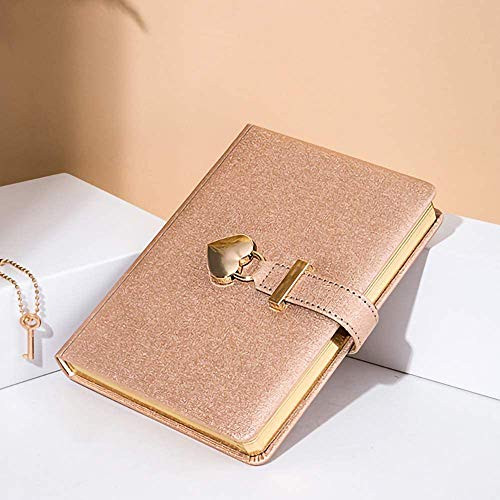 Champagne B6 Heart Shaped Combination Lock Diary with Key PU Leather Journal Diary with Lock and Key Journal Notebook with Lock Locking Journal Diary Notebook for GirlsJournal Notebook for Women