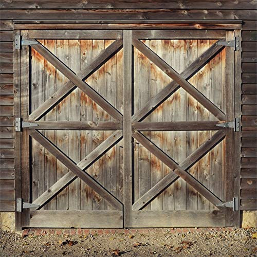 Yeele 7x7ft Rustic Barn Backdrop for Photography Shabby Old Worn Brown Wooden Doors Front Background Countryside Style Kids Boy Girl Adult Photo Booth Shoot Vinyl Studio Props