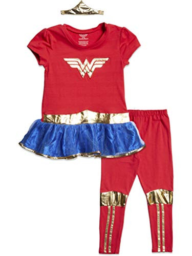 DC Comics Wonder Woman Toddler Girls Costume Peplum T-Shirt Headband   Leggings Set 3T