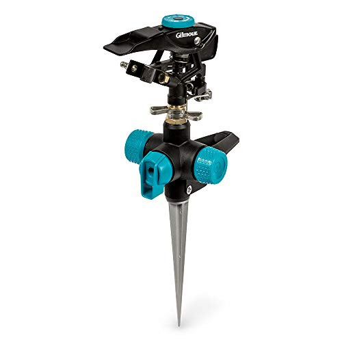 Gilmour 821673-1001 Circular Sprinkler wSpike Base-Adjustable 5800 sq Heavy Duty BlackAqua