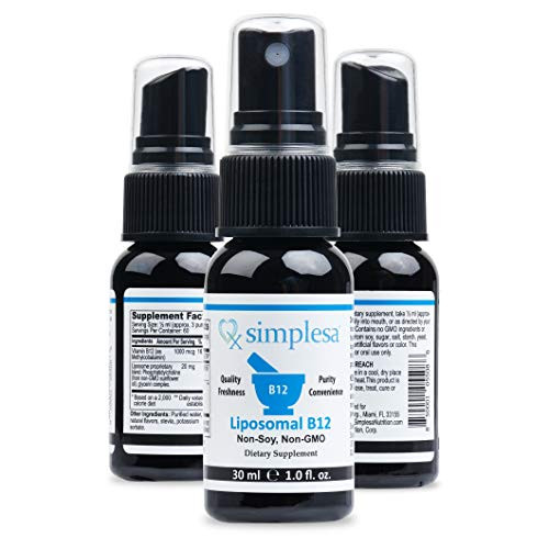SIMPLESA NUTRITION  Highest Potency Liposomal B12 Methylcobalamin Maximum Vitamin B12 Absorption Instantly Boost Energy Levels and Speed-Up Metabolism Non-Soy Non-GMO_ 1_0 FL OZ