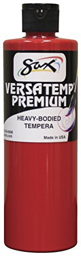 Sax Versatemp Premium Heavy-Bodied Tempera Paint, Primary Red, 1 Pint