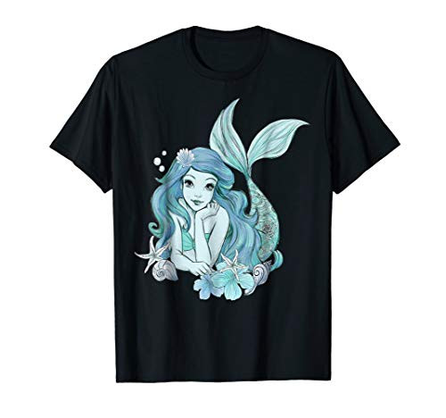 Disney Little Mermaid Ariel Teal Sketch Graphic T-Shirt