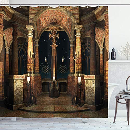 Ambesonne Gothic Shower Curtain Dark Mystic Hall with Pillars and Dome Shrine Building Illustration Cloth Fabric Bathroom Decor Set with Hooks 70 Long Ivory Brown Ambesonne Gothic Shower Curtain Dark Mystic Hall with Pillars and Dome Shrine Building Illustration Cloth Fabric Bathroom Decor Set with Hooks 70 Long Ivory Brown