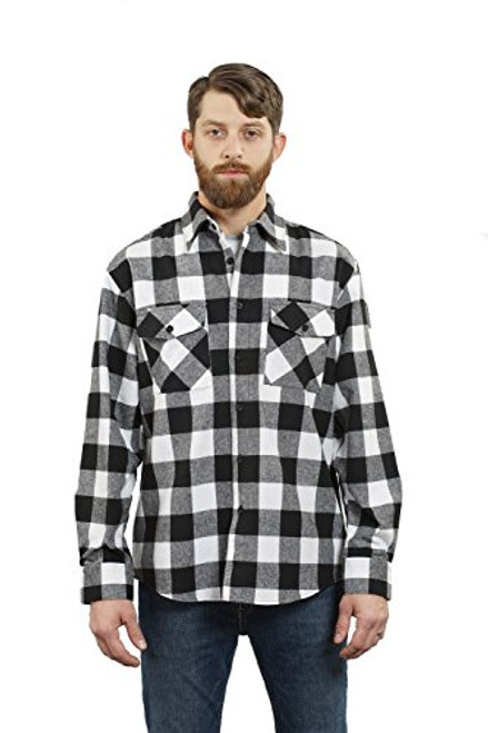 YAGO Mens Long Sleeve Flannel Plaid Button Down Shirt YG2508 BlackWhite X-Large YAGO Mens Long Sleeve Flannel Plaid Button Down Shirt YG2508 BlackWhite X-Large