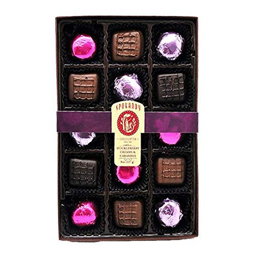 Spokandy 15 Piece Premium Boxed Chocolate Assortments Huckleberry Creams   Caramels