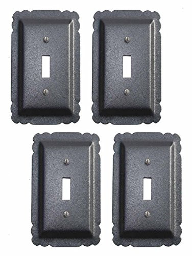 Black Iron Single Toggle Outlet Switchplate Cover Rustproof Finish Set Of 4