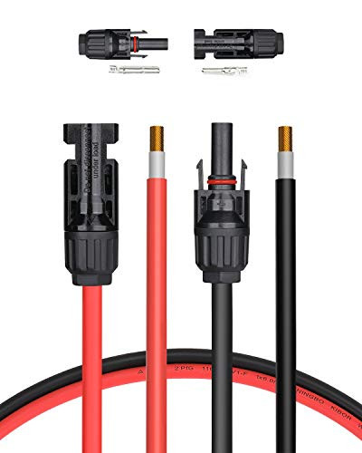 BougeRV 20 Ft 12AWG Solar Extension Cable with Female and Male Connector Solar Panel Adaptor Kit Tool Solar Cable 20Ft Red  20Ft Black
