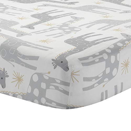 Lambs Ivy Signature Moonbeams Cotton Fitted Crib Sheet - Gray Gold White Lambs Ivy Signature Moonbeams Cotton Fitted Crib Sheet - Gray Gold White