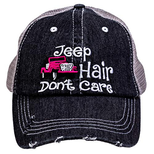 Womens Baseball Cap Distressed Vintage Unconstructed Embroidered Dad Hat Jp Hair Dont Care Hot Pink