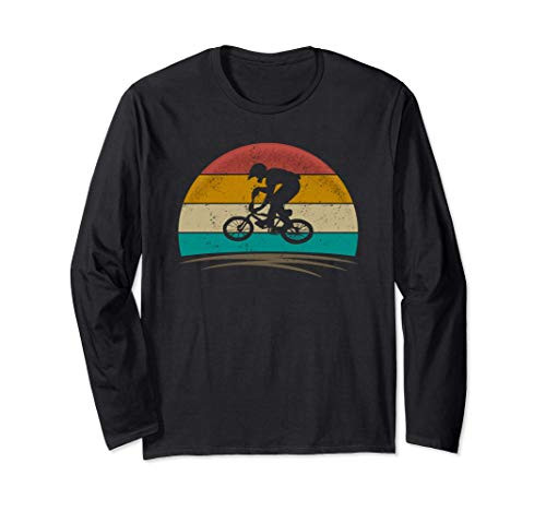 Vintage BMX Bike Rider Retro 70s Distressed BMX Bike Boy Men Long Sleeve T-Shirt