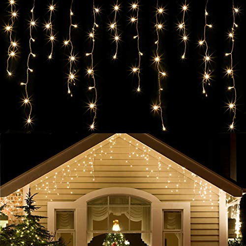 WATERGLIDE 360 LED Christmas Icicle Lights Outdoor Dripping Icicle String Light 29_5ft 8 Modes Curtain Fairy Lights with 60 Drops Indoor Xmas Holiday Wedding Party Decorations Warm White WATERGLIDE 360 LED Christmas Icicle Lights Outdoor Dripping Icicle String Light 29_5ft 8 Modes Curtain Fairy Lights with 60 Drops Indoor Xmas Holiday Wedding Party Decorations Warm White