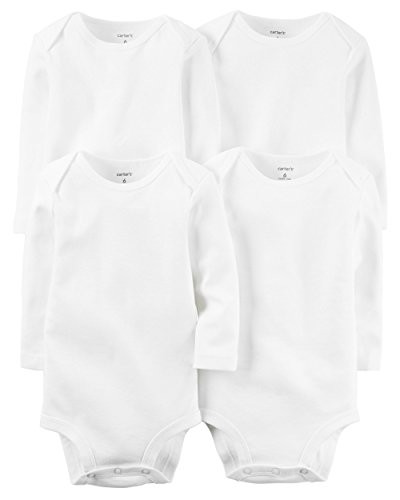 Carters Baby Boys 4-Pack Long-Sleeve Original Bodysuits White Newborn