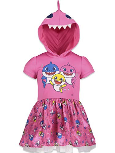 Pinkfong Baby Shark Baby Girls Hooded Costume Short Sleeve Dress 12-18 Months Pink