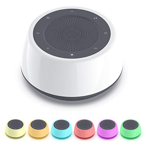 White Noise Machine Office Privacy Fan Noise Night Light Timer 16 Soothing Sounds 7 Lights Portable Sound Machine Sleep Machine for Sleeping Office Adults Kids Baby Travel Black