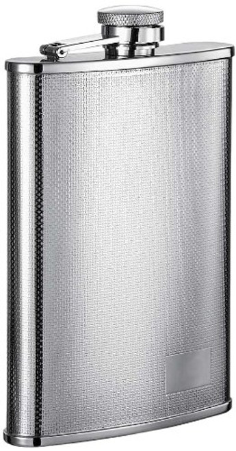Visol "Pixel" Stainless Steel Hip Flask, Diamond Pattern, 8-Ounce, Chrome