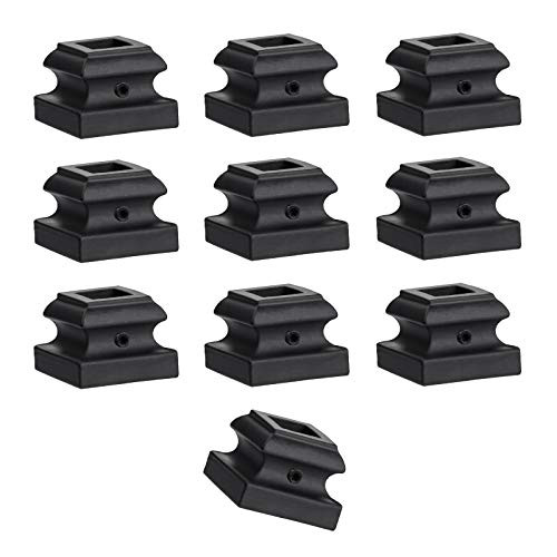 Senmit Iron Baluster Shoes - Flat Shoe with Screw - for Use with 12 Square Balusters - Set of 10 Satin Black