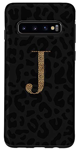 Galaxy S10 Leopard Animal Print Cheetah Monogram Initial Letter J Case