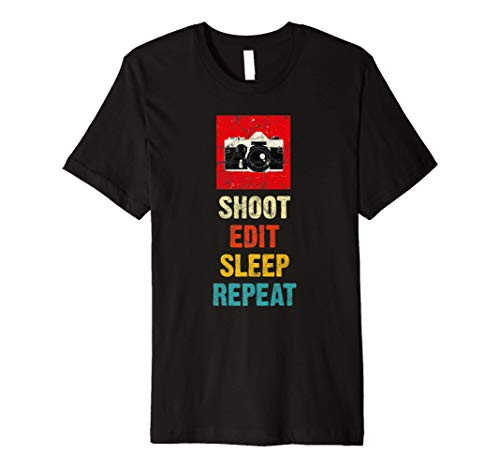 Vintage Photographer Shoot Edit Sleep Repeat SLR Camera Premium T-Shirt