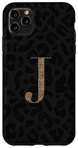 iPhone 11 Pro Max Leopard Animal Print Cheetah Monogram Initial Letter J Case