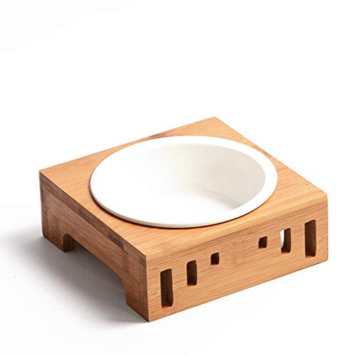 Pet Raised Bowl Dog Cat Food Water Bowl Pet Dishes Pet Feeder Pet Feeding Bowl with Detachable Raised Bamboo Stand Pet Food Feeder for Cats or Small Dogs - Cermic Bowls Single Pet Raised Bowl Dog Cat Food Water Bowl Pet Dishes Pet Feeder Pet Feeding Bowl with Detachable Raised Bamboo Stand Pet Food Feeder for Cats or Small Dogs - Cermic Bowls Single