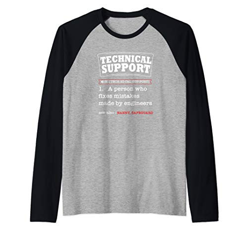 Tech Support Definition Funny Computer Nerd Gift Raglan Baseball Tee