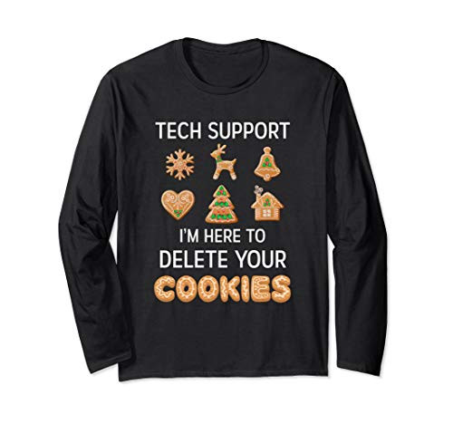 Funny Christmas cookies Tech Support design Computer IT Long Sleeve T-Shirt