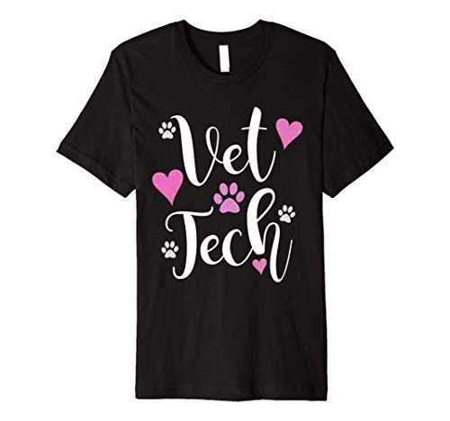 Cute vet tech veterinary technician shirt paw print heart Premium T-Shirt