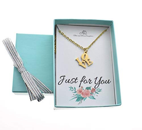 Love Necklace In Gold Plated Stainless Steel On A Gold Plated Stainless Steel Cable Chain Love Word Charm Love Necklace