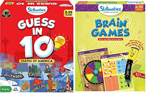 Skillmatics - Guess in 10 States of America  Brain Games Bundle  Card Game of Smart Questions  Reusable Activity Mats  Gifts for Kids