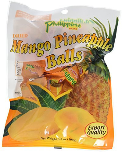 Philippine Brand Dried Mango Pineapple Balls 3_5-Ounce Pouches Pack of 10