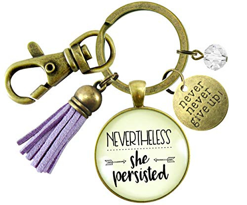 Gutsy Goodness Nevertheless She Persisted Keychain Glam Success Quote Hustle Jewelry Gift Tassel Gutsy Goodness Nevertheless She Persisted Keychain Glam Success Quote Hustle Jewelry Gift Tassel