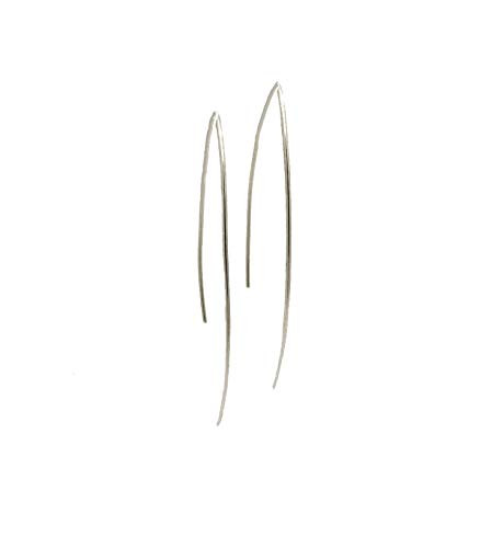 Sterling Silver Hammered Wishbone Threader Earrings Minimalist Wire Curved Arc Earrings