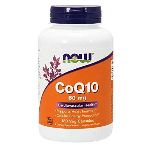 NOW Supplements CoQ10 60 mg Pharmaceutical Grade All-Trans Form of CoQ10 Produced by Fermentation 180 Veg Capsules
